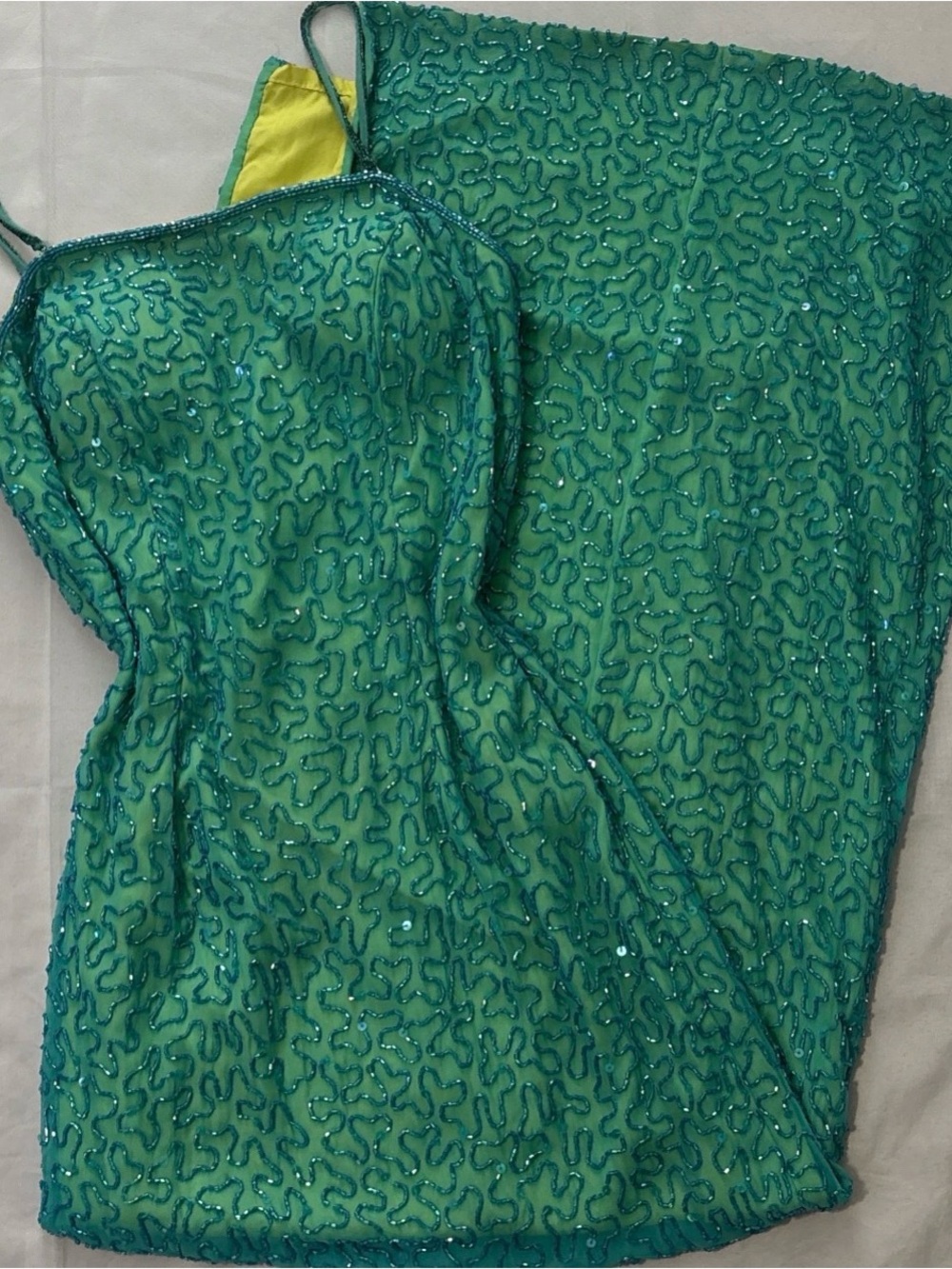 Green Abstract-Print Spaghetti Strap Maxi Dress